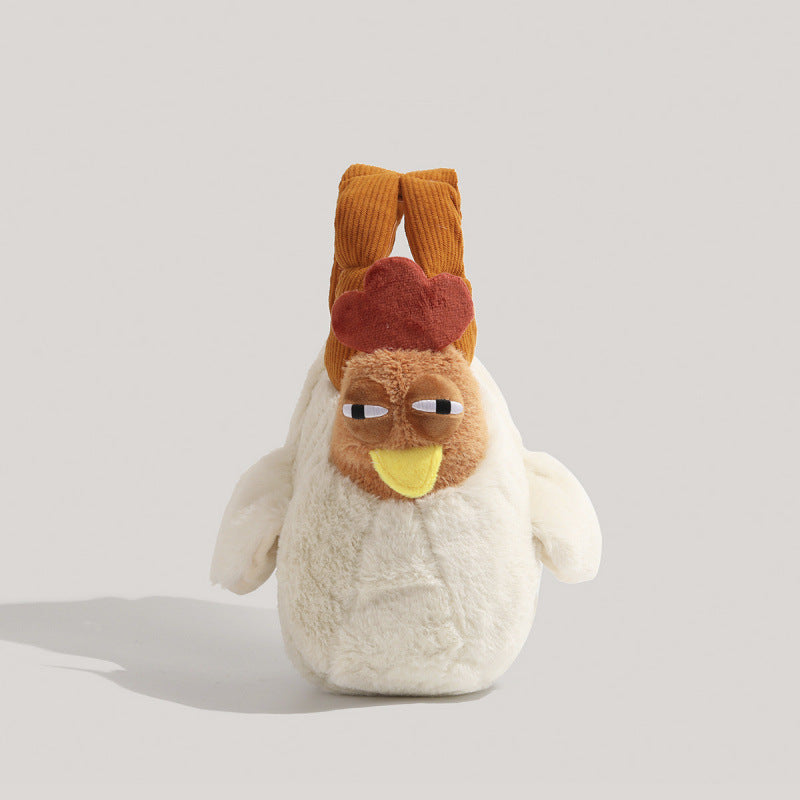 White plush chicken crossbody bag