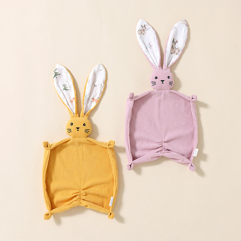 Corduroy bunny baby comforter with long floppy ears and embroidered face – view 3 of 11