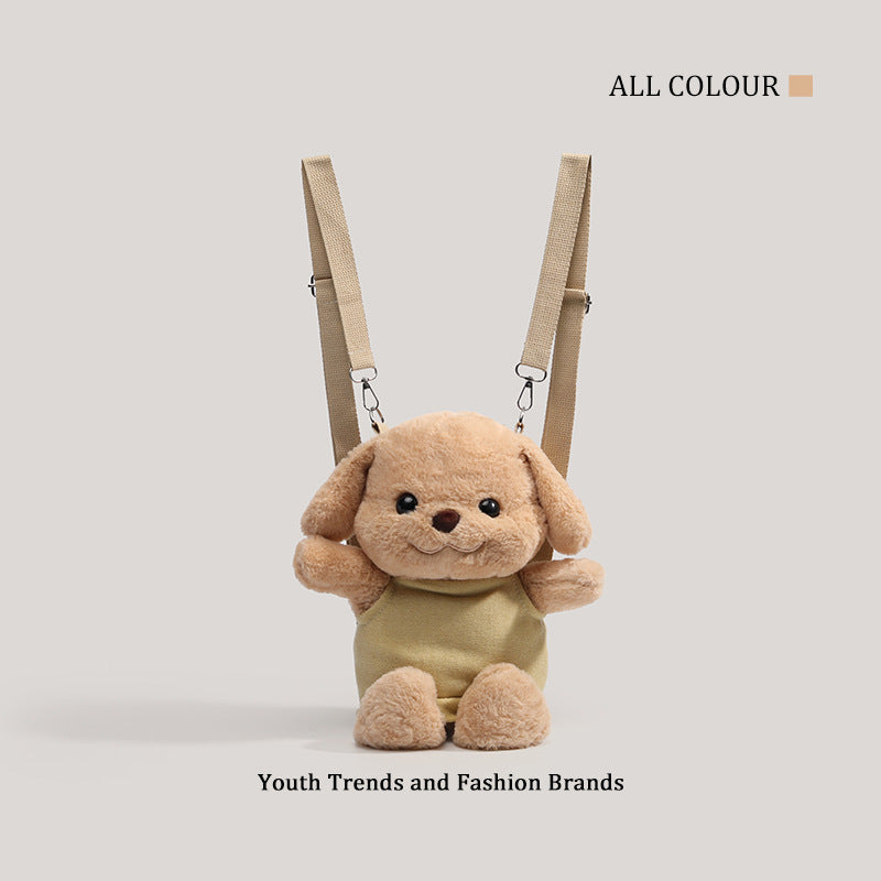 Brown curly coat poodle plush backpack