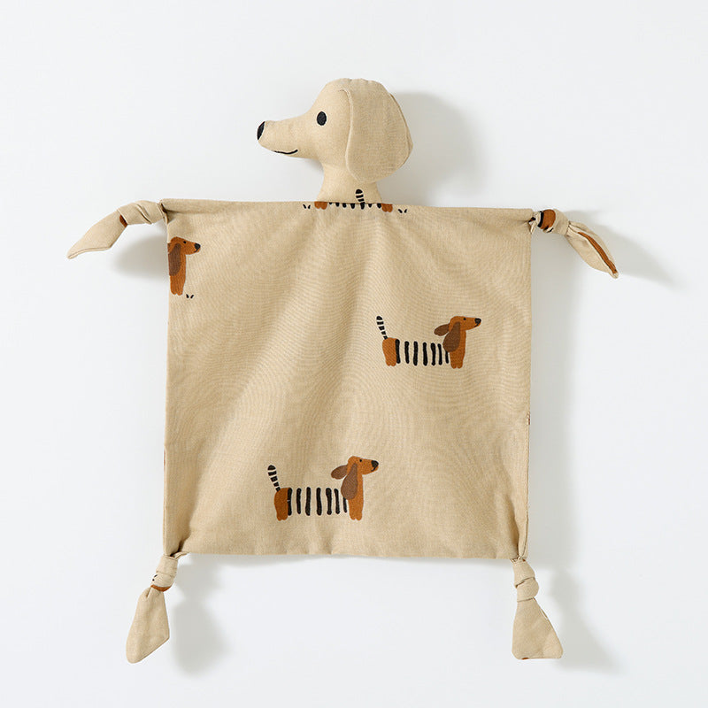 Dachshund puppy baby comforter and dribble cloth in cotton
