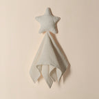 Crinkled gauze baby comforter square with a padded star hand puppet – Light Khaki, Star