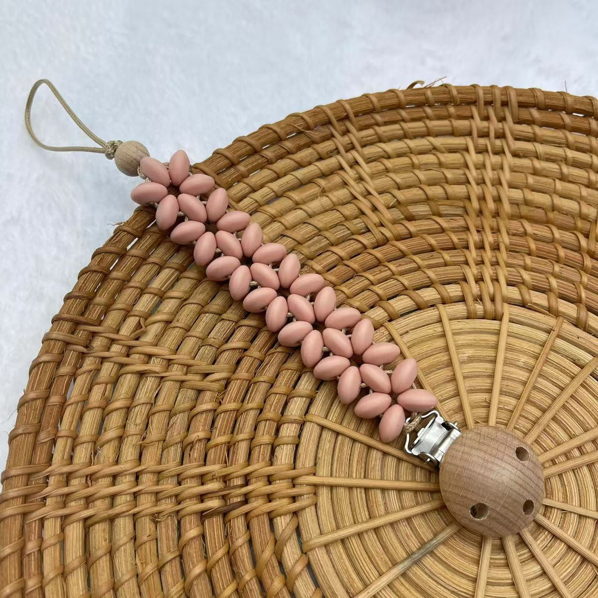 Pink Flat Bead silicone beaded dummy clip
