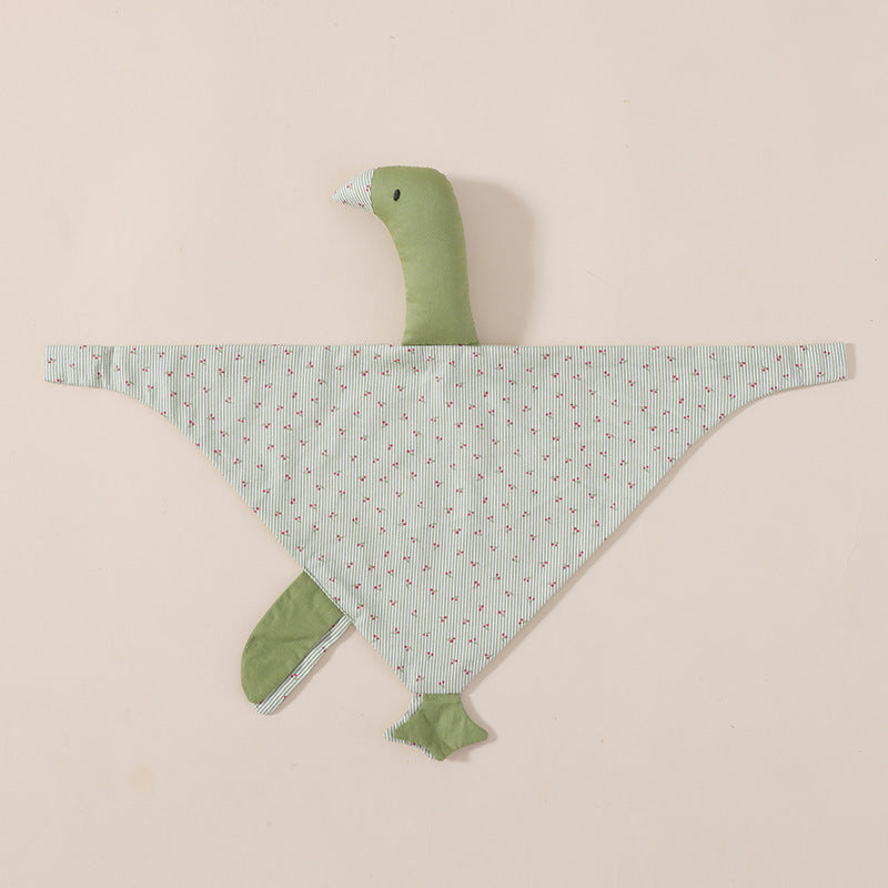 Green Cherry swan muslin baby comforter in cotton double gauze