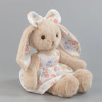 Beige Rabbit Doll – Plush Bunny in a Cotton Strawberry Dress, 35 cm, Ages 3+