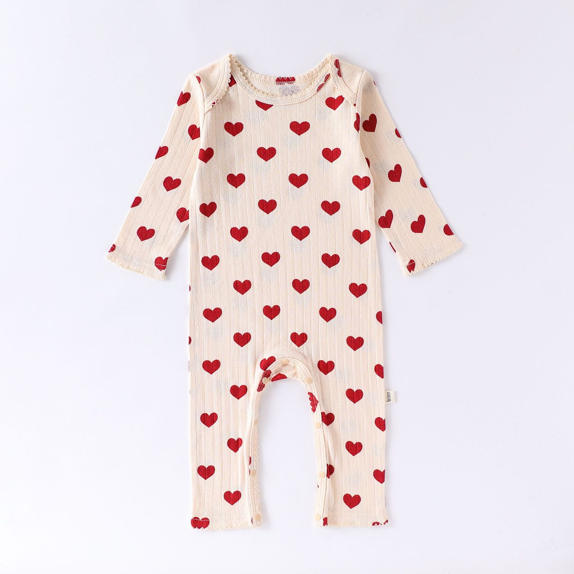 Apricot Heart long sleeve cotton baby romper