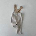 Light Grey ribbed cotton baby dungarees with adjustable straps