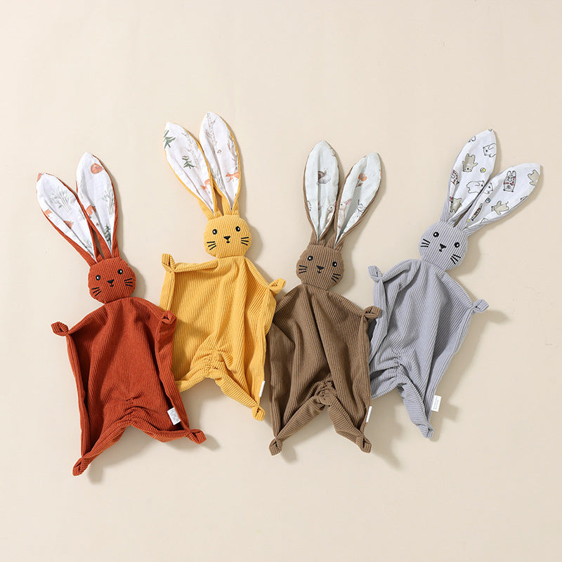 Corduroy bunny baby comforter with long floppy ears and embroidered face – view 2 of 11