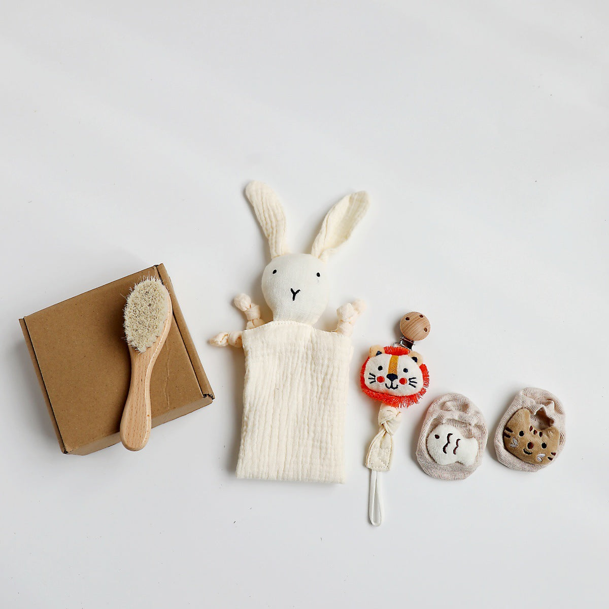 Cream Bunny boxed newborn gift set with comforter and bandana bib