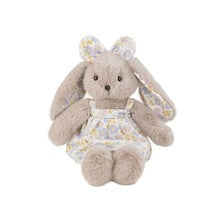 Grey Rabbit Doll – Plush Bunny in a Cotton Floral Dress, 35 cm, Ages 3+