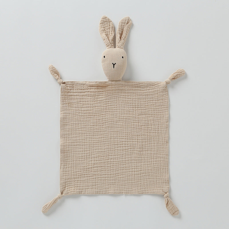 Khaki plain bunny baby comforter hand puppet