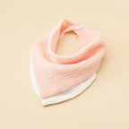 Pink and White reversible four layer cotton gauze bandana bib