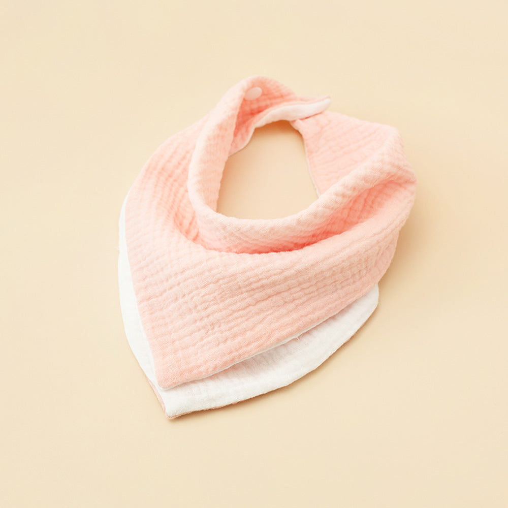 Pink and White reversible four layer cotton gauze bandana bib
