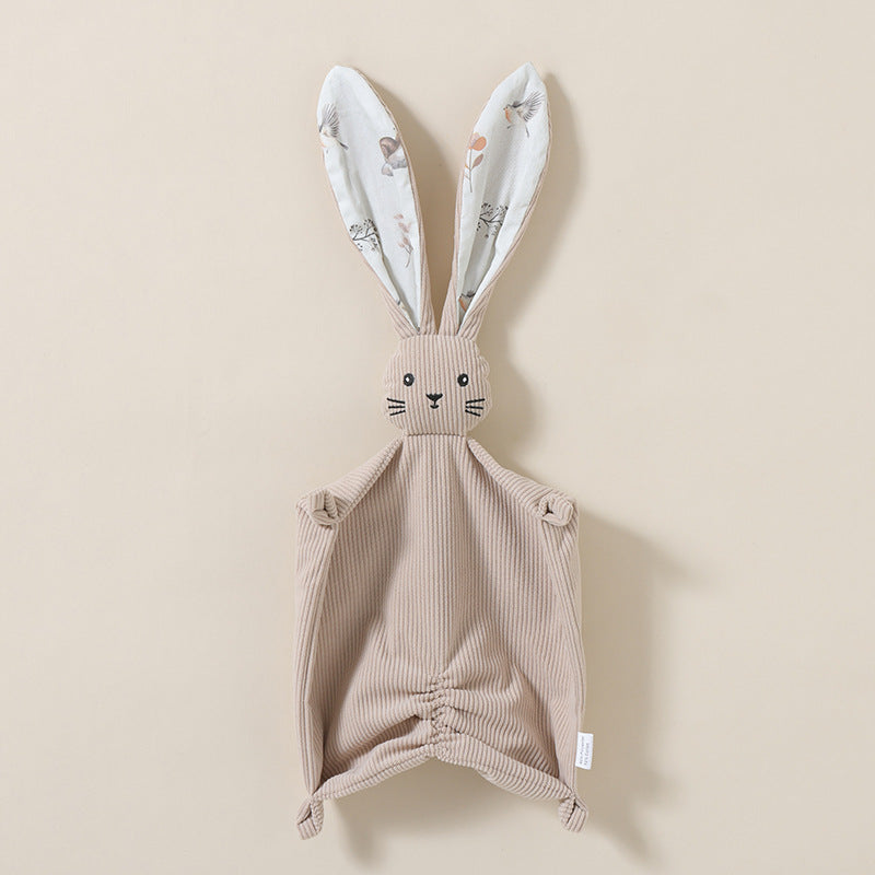 Corduroy bunny baby comforter with long floppy ears and embroidered face – Khaki