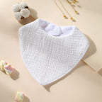 White cotton bandana dribble bib with waterproof backing