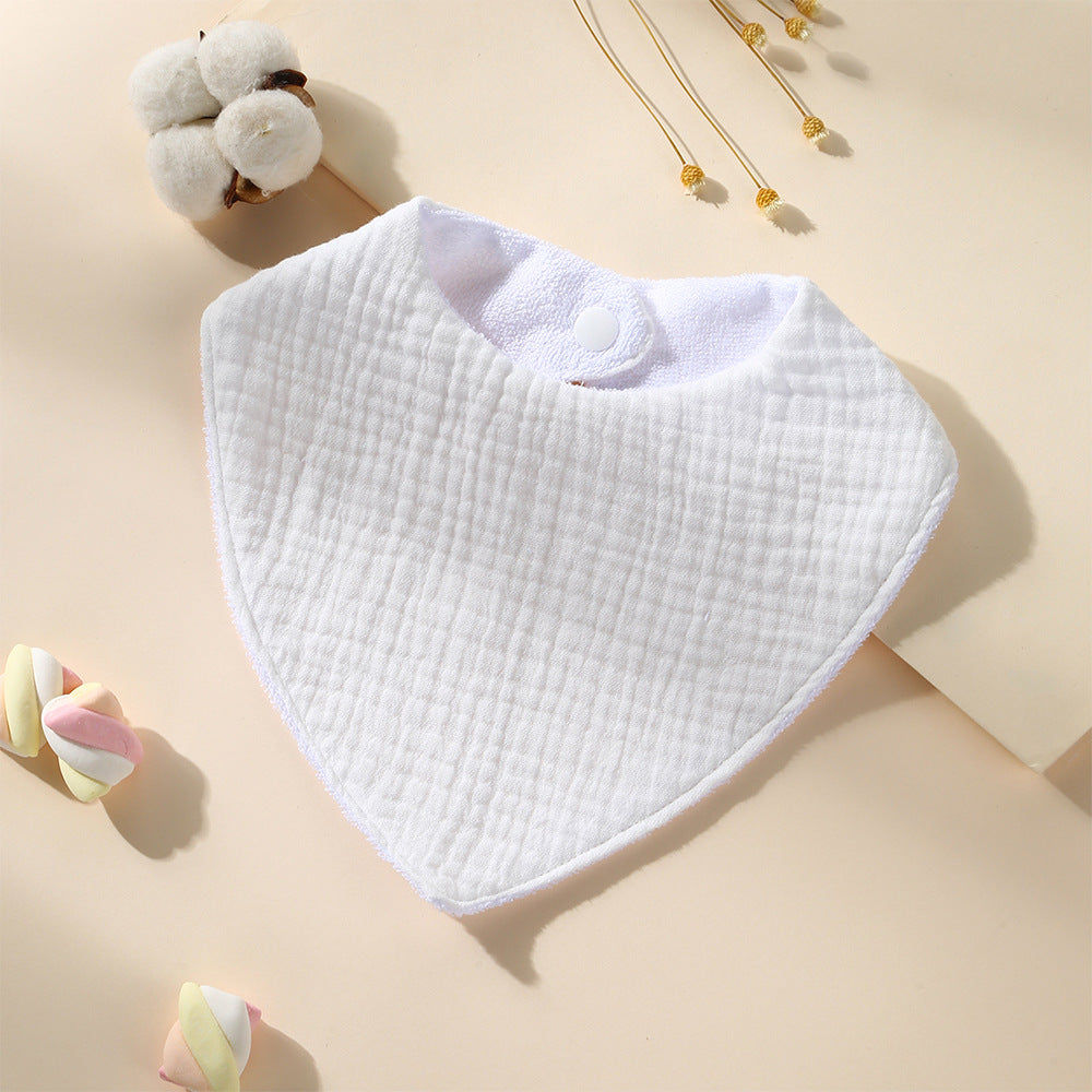 White cotton bandana dribble bib with waterproof backing