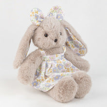 Grey Rabbit Doll – Plush Bunny in a Cotton Floral Dress, 35 cm, Ages 3+