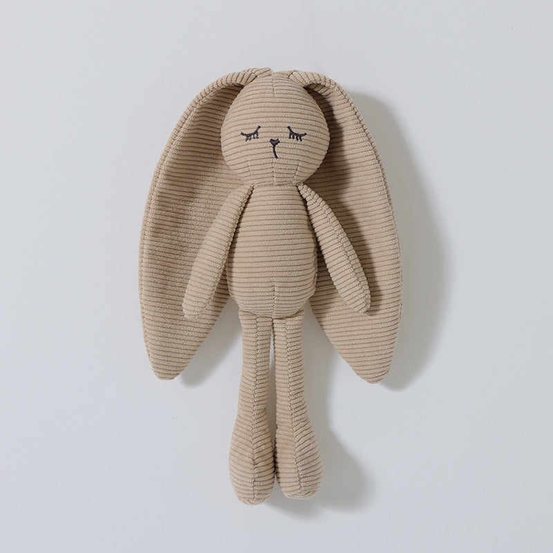 Khaki corduroy bunny hand puppet with long ears