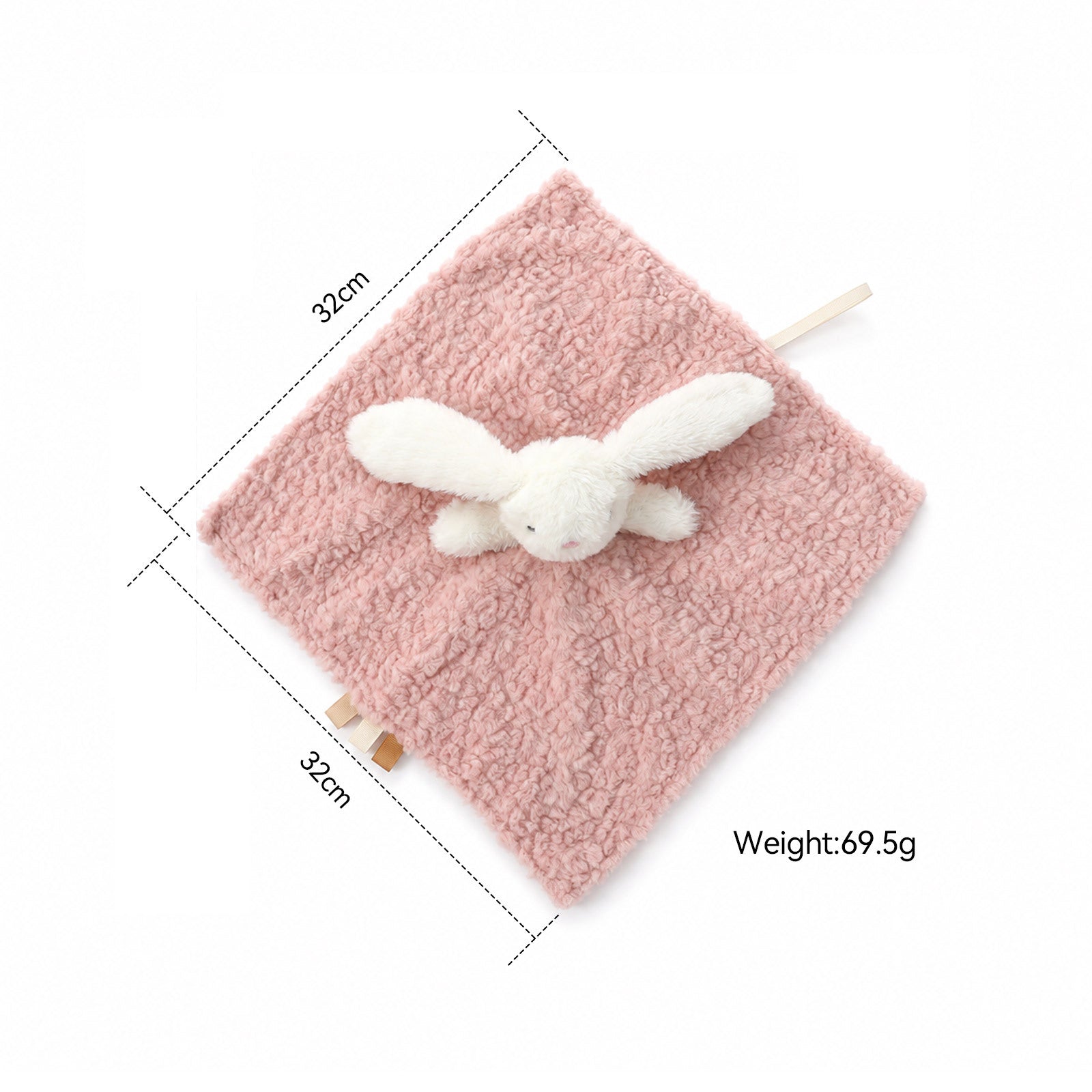 Bunny short pile plush baby comforter with hand puppet head