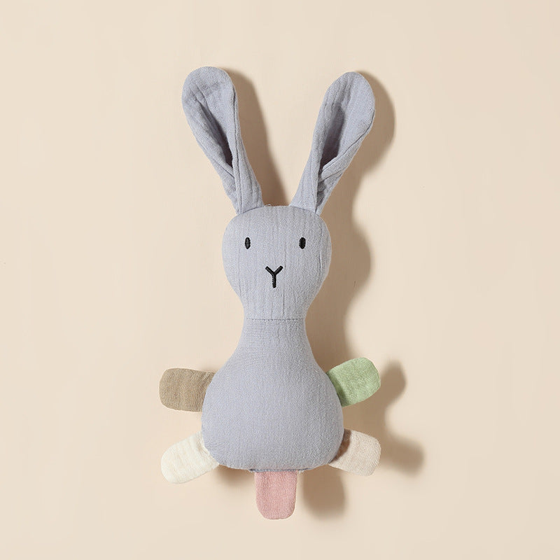 Dove Grey bunny baby comforter with sewn-in rattle in cotton