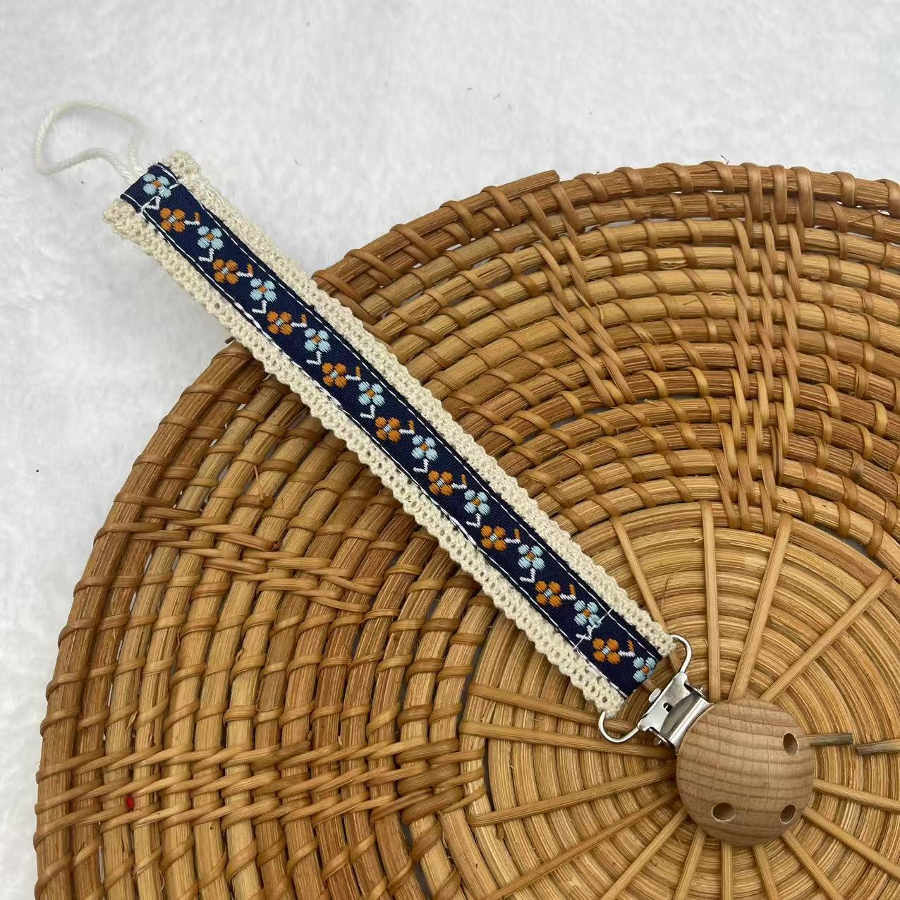 Navy embroidered fabric dummy clip