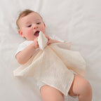 Crinkled gauze baby comforter square with a padded star hand puppet – view 3 of 11