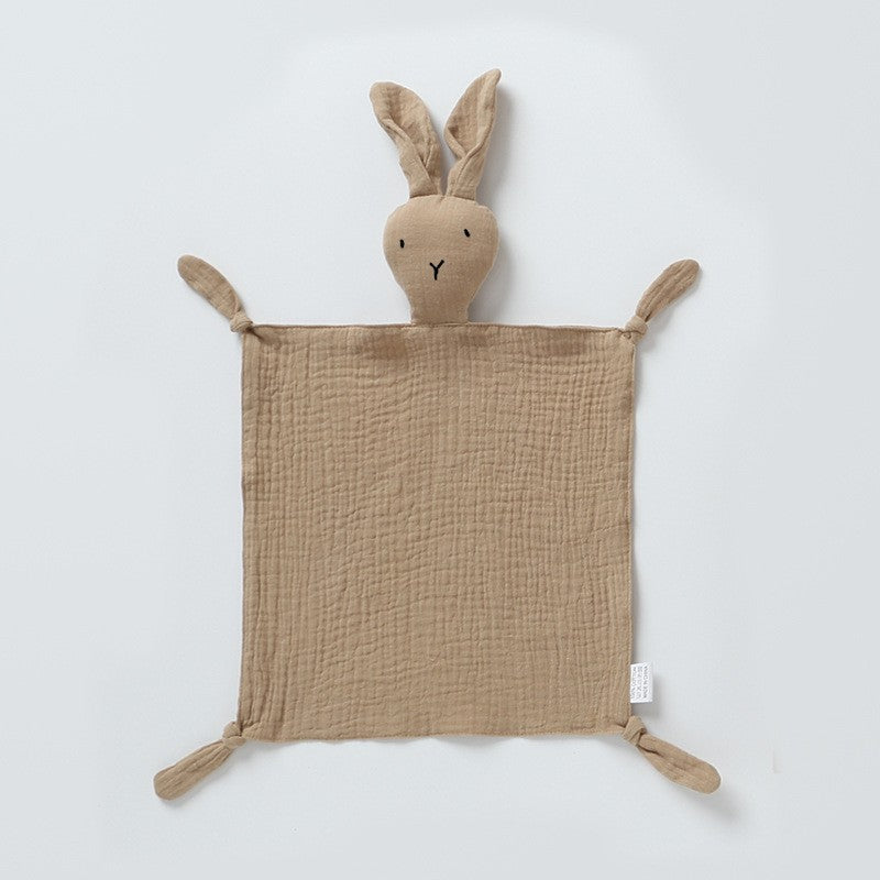Dark Khaki plain bunny baby comforter hand puppet
