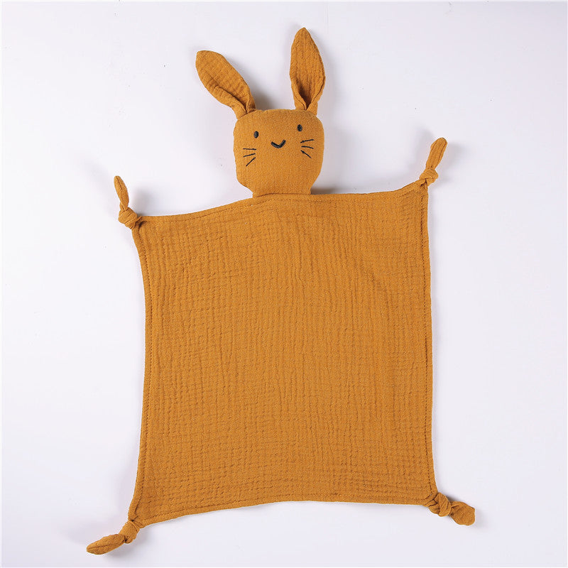 Brown cat muslin baby comforter in cotton gauze