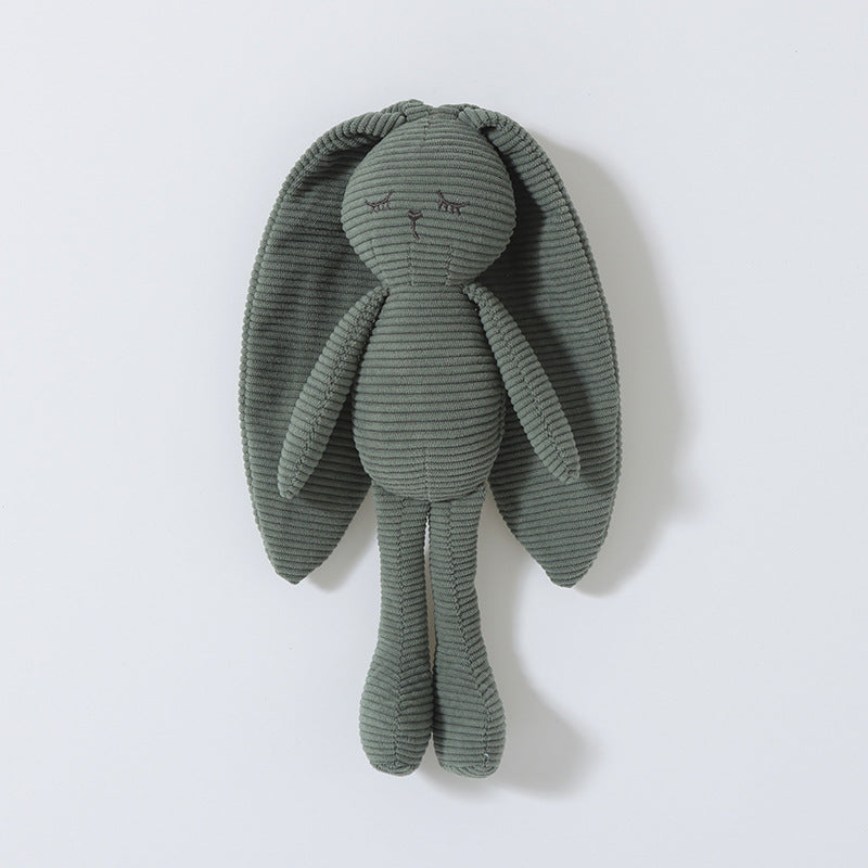 Forest Green corduroy bunny hand puppet with long ears