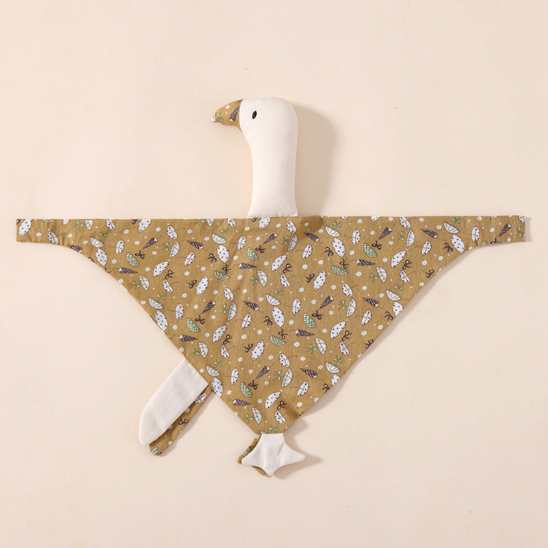 Khaki Umbrella swan muslin baby comforter in cotton double gauze