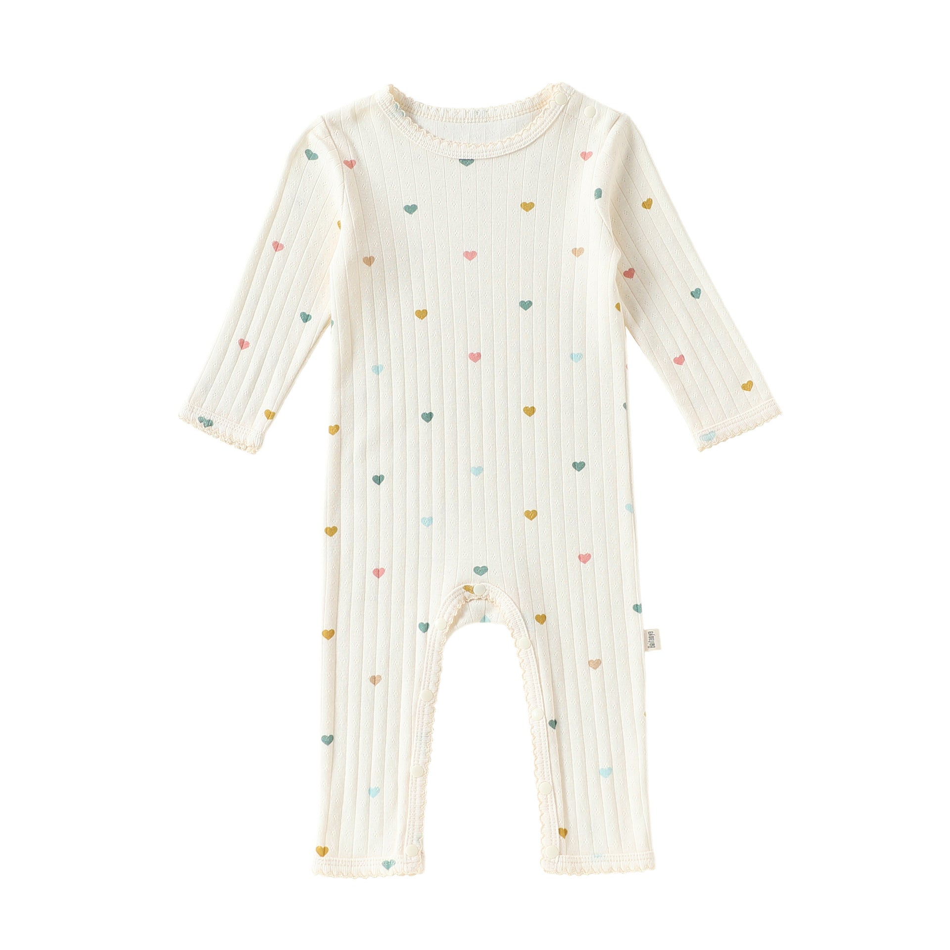 Apricot Multi Heart long sleeve cotton baby romper