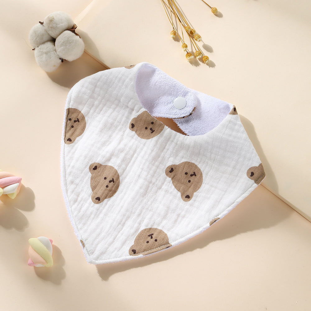 Bear Face cotton bandana dribble bib with waterproof backing