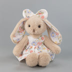 Beige Rabbit Doll – Plush Bunny in a Cotton Strawberry Dress, 35 cm, Ages 3+