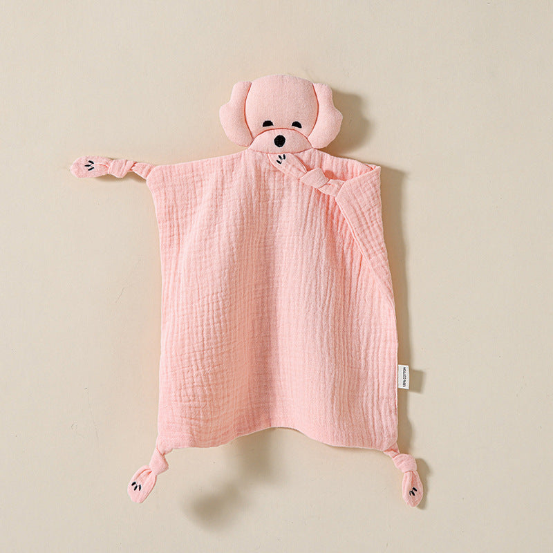 Blush Pink knotted puppy baby comforter in cotton muslin