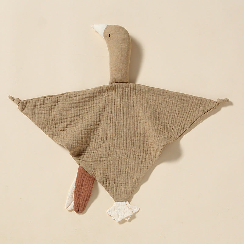 Dark Khaki swan muslin baby comforter in cotton double gauze