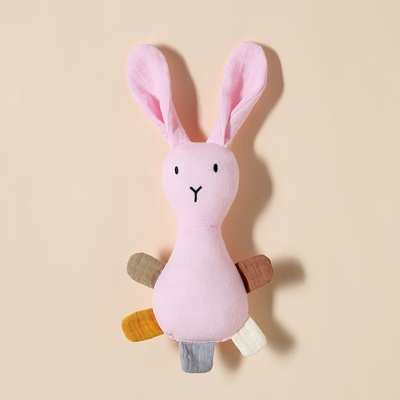 Orchid Pink bunny baby comforter with sewn-in rattle in cotton