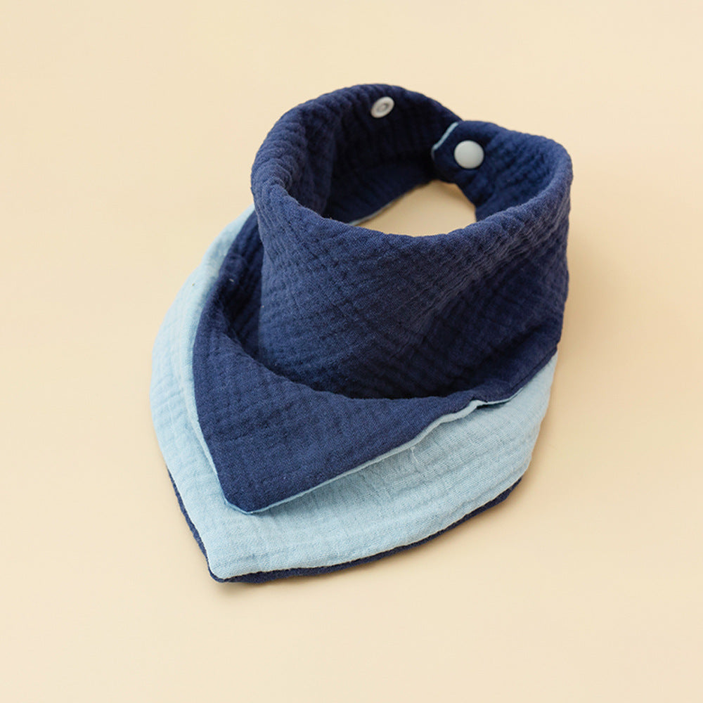 Sky Blue and Navy reversible four layer cotton gauze bandana bib