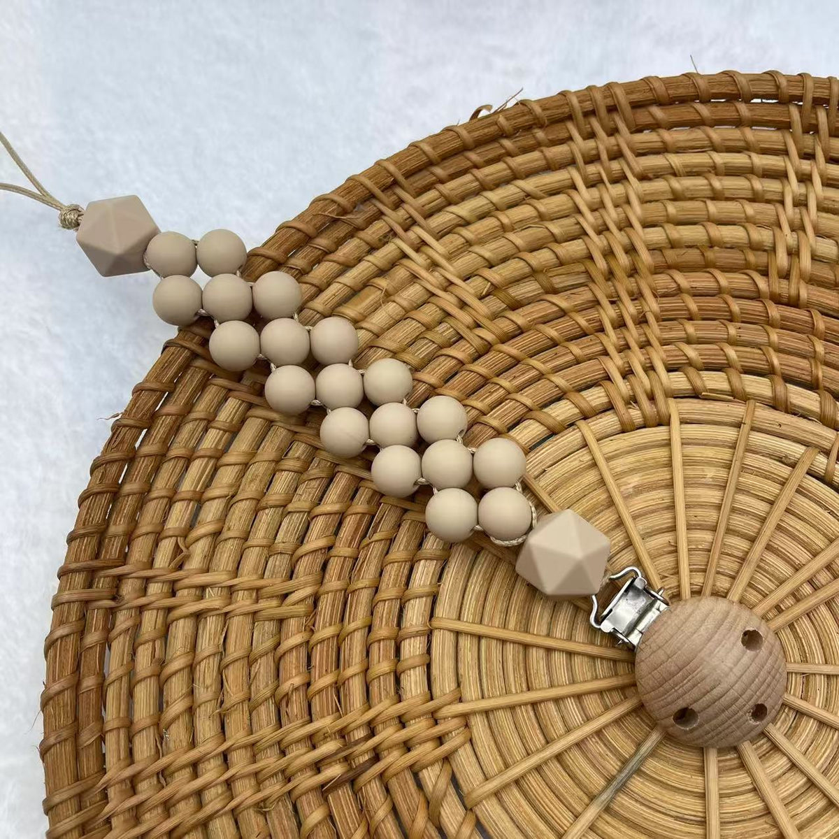 Khaki Round Bead silicone beaded dummy clip