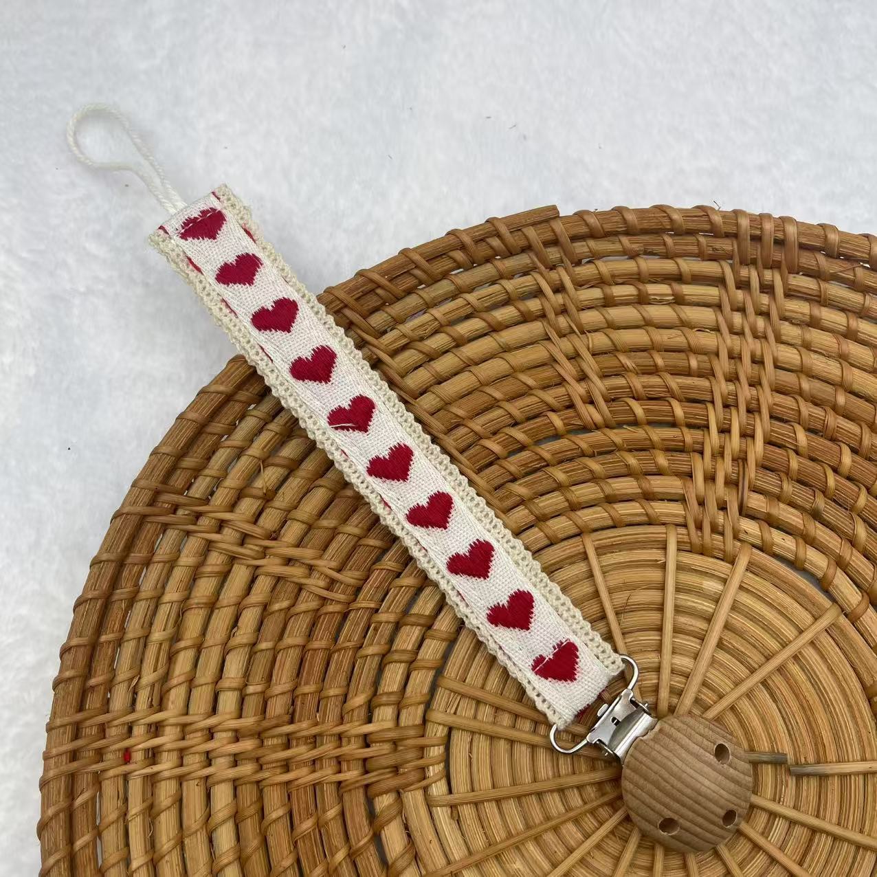 Heart embroidered fabric dummy clip