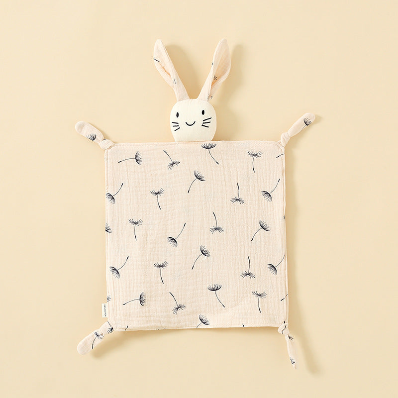 Dandelion printed muslin bunny baby comforter
