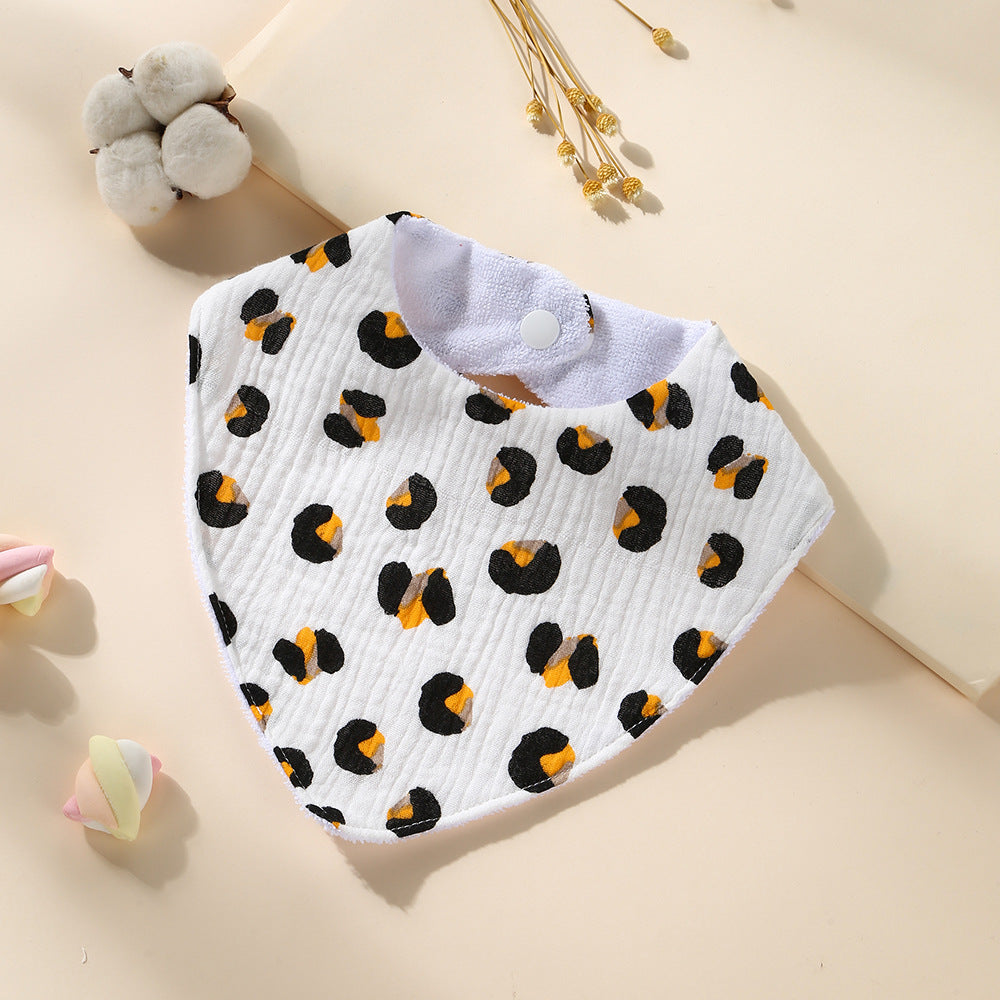 Black Leopard cotton bandana dribble bib with waterproof backing