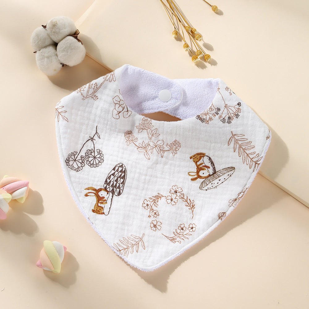 Squirrel cotton bandana dribble bib with waterproof backing