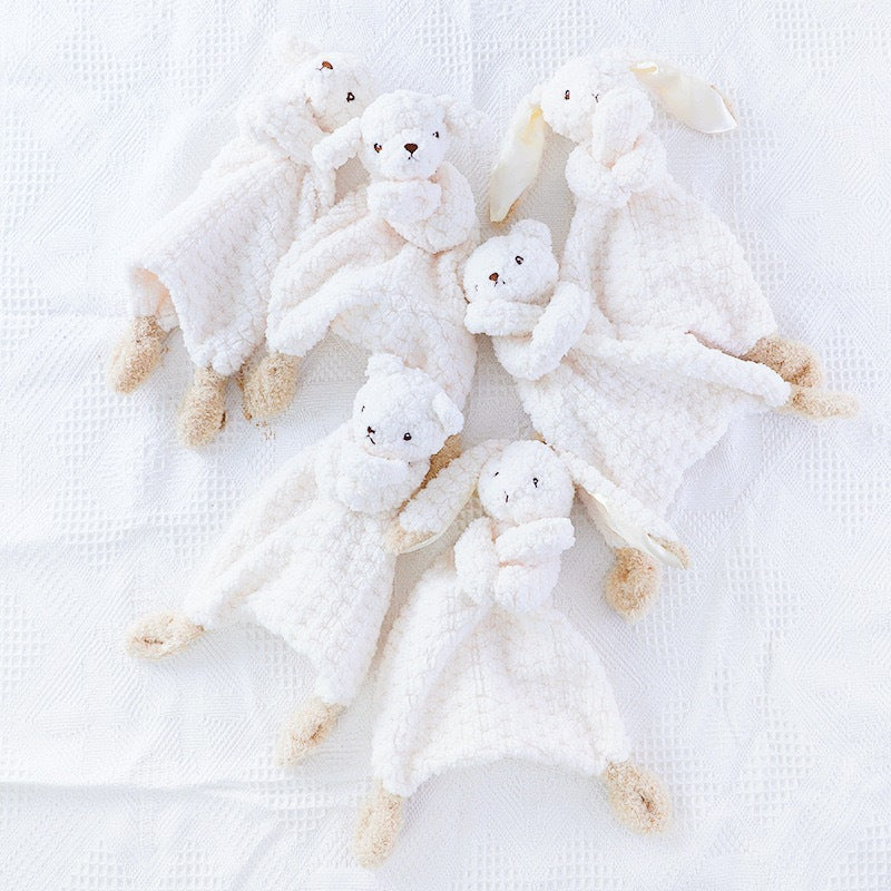Baby comforter with plush bunny, bear or puppy head on a small comforter blanket – view 2 of 20