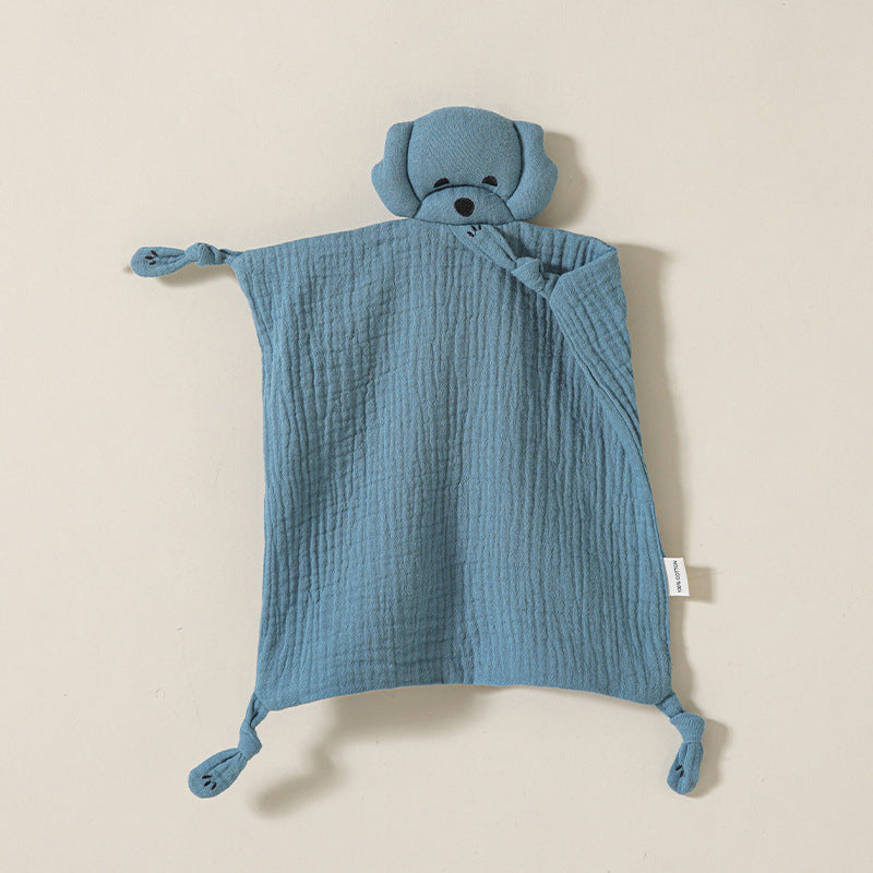 Forest Green knotted puppy baby comforter in cotton muslin