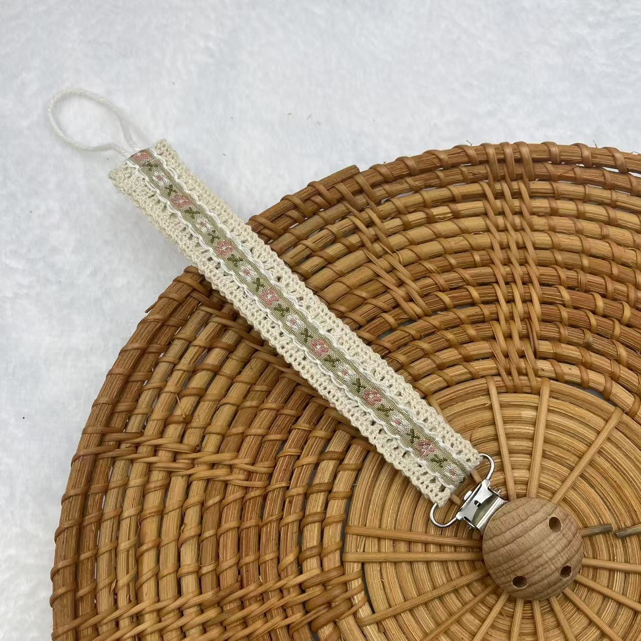 Green Floral embroidered fabric dummy clip
