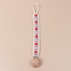 Lace Heart embroidered dummy clip with beech wood fastening