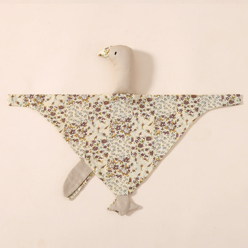Khaki Floral swan muslin baby comforter in cotton double gauze