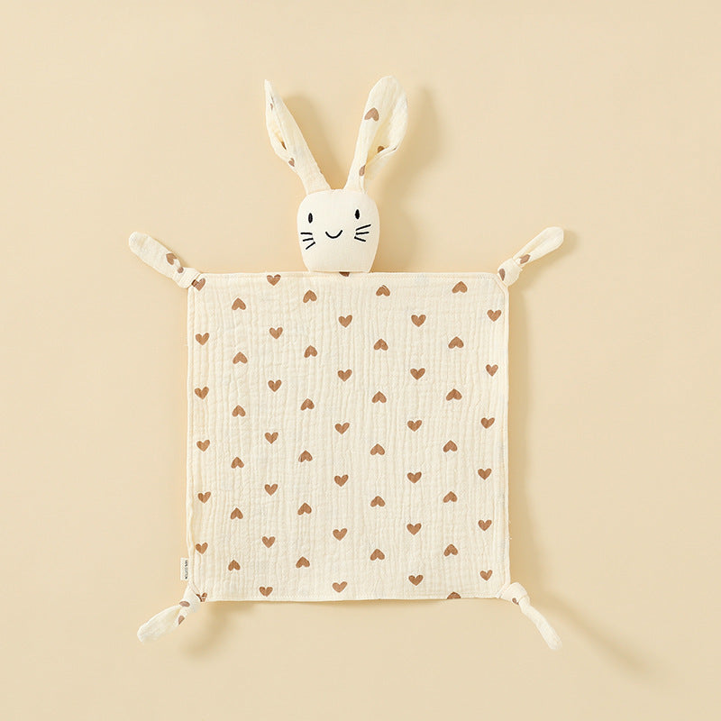 Heart printed muslin bunny baby comforter