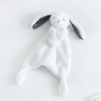 Baby comforter with plush bunny, bear or puppy head on a small comforter blanket – Style A, White Bunny