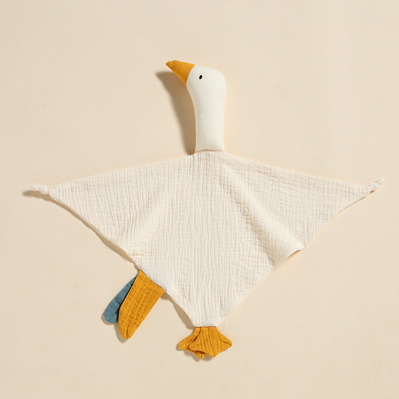 Cream White swan muslin baby comforter in cotton double gauze