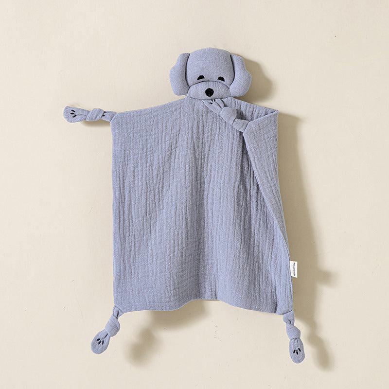 Dove Grey knotted puppy baby comforter in cotton muslin